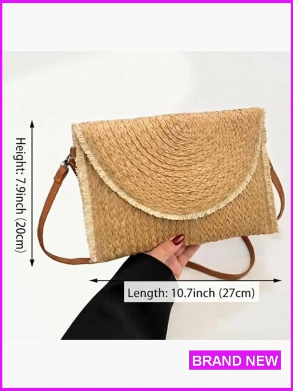 Straw Clutch Purse Summer Woven Handbag Crossbody Shoulder Bag Envelope
